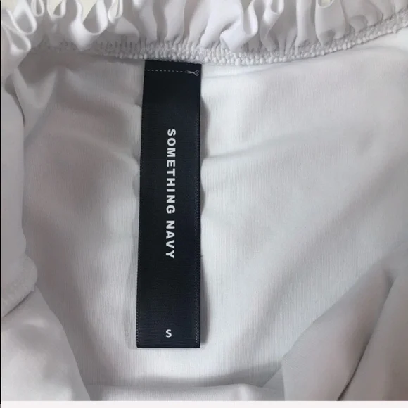 Something Navy one piece off shoulder swimsuit - Picture 2 of 7